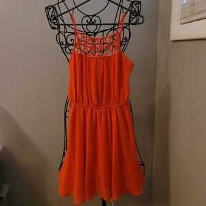 Sequin hearts coral color spaghetti strap dress size small